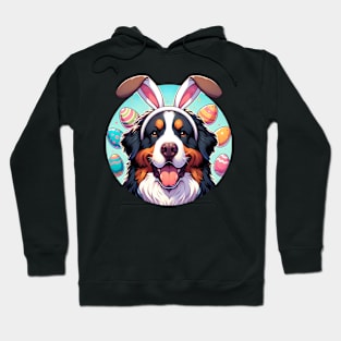 Bernese Mountain Dog in Bunny Ears Celebrates Easter Hoodie